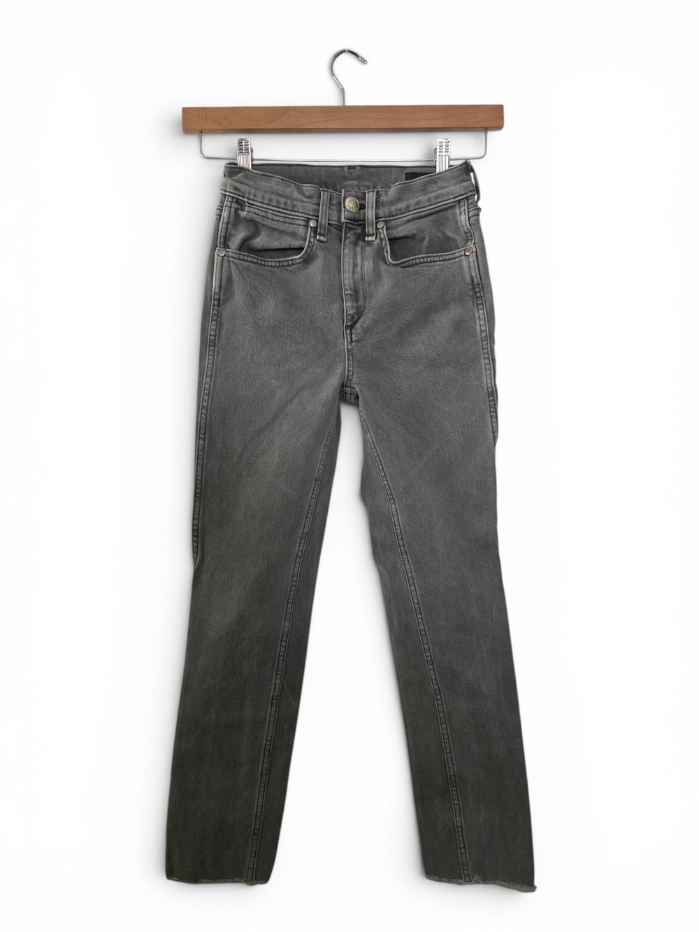 rag & bone Daly Vintage Gray Cigarette Denim Jeans Raw Hem Size 24